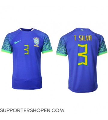 Brasilien Thiago Silva #3 Borta Matchtröja VM 2022 Kortärmad